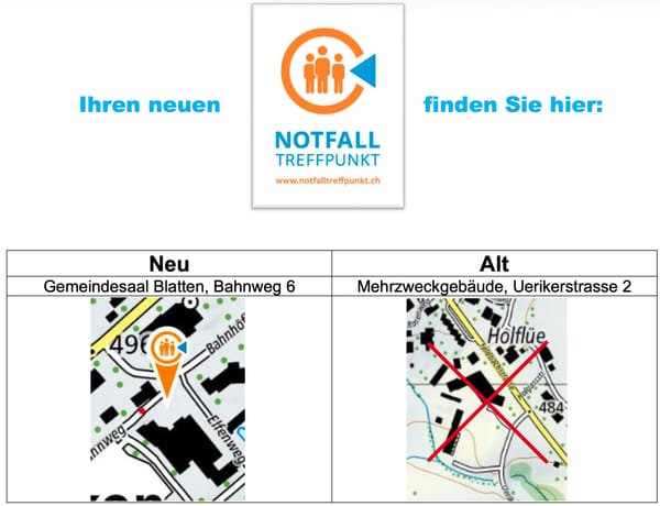 Neuer Notfalltreffpunkt: Gemeinde Hombrechtikon verlegt Anlaufstelle zum Gemeindesaal Blatten