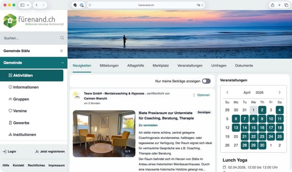 Stäfas digitaler Dorfplatz fürenand.ch ist jetzt mobil