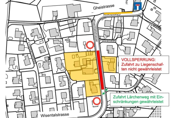 Wisentalstrasse in Hombrechtikon während drei Tagen komplett gesperrt